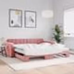 vidaXL Lit de jour avec lit gigogne et matelas rose 100x200 cm velours - 180 x 200 cm