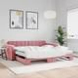 vidaXL Lit de jour avec lit gigogne et matelas rose 100x200 cm velours - 180 x 200 cm