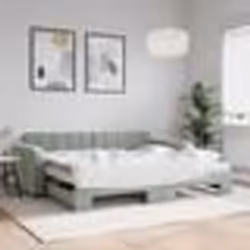 vidaXL Lit de jour avec gigogne et matelas gris clair 90x190cm velours - 90 x 190 cm
