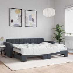 Vidaxl - Lit De Jour Avec Gigogne Et Matelas Gris Foncé 90x190cm Velours