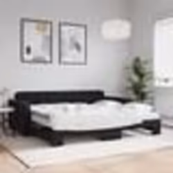 vidaXL Lit de jour avec gigogne et matelas noir 90x190 cm velours - 180 x 200 cm