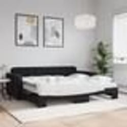 vidaXL Lit de jour avec gigogne et matelas noir 90x190 cm velours - 180 x 200 cm