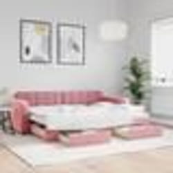 vidaXL Lit de jour avec gigogne et tiroirs sans matelas rose 80x200 cm - 80 x 200 cm