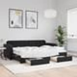 vidaXL Lit de jour avec gigogne et tiroirs sans matelas noir 80x200 cm - 80 x 200 cm