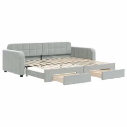 VidaXL 3196977, lit sofa, Gris, mousse, Métal, Polyester, Bois, 2240 mm, 1000 mm