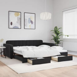 Vidaxl - Lit de jour avec gigogne et tiroirs noir 100x200 cm velours