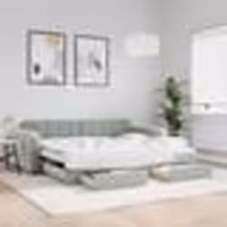 vidaXL Lit de jour avec gigogne et tiroirs gris clair 90x190cm velours - 90 x 190 cm