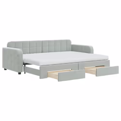VidaXL 3196994, lit sofa, Gris, mousse, Métal, Polyester, Bois, 2230 mm, 910 mm