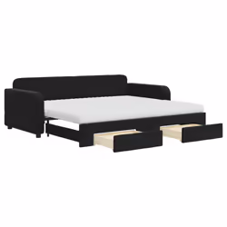 VidaXL 3196998, lit sofa, Noir, mousse, Métal, Polyester, Bois, 2230 mm, 910 mm