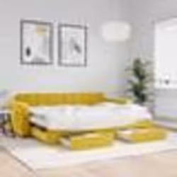vidaXL Lit de jour avec gigogne et tiroirs jaune 80x200 cm velours - 80 x 200 cm