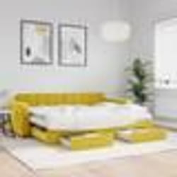 vidaXL Lit de jour avec gigogne et tiroirs jaune 80x200 cm velours - 80 x 200 cm