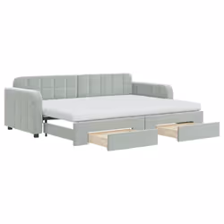 VidaXL 3197001, lit sofa, Gris, mousse, Métal, Polyester, Bois, 2240 mm, 1000 mm