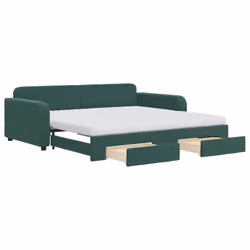 VidaXL 3197003, lit sofa, Vert, mousse, Métal, Polyester, Bois, 2240 mm, 1000 mm