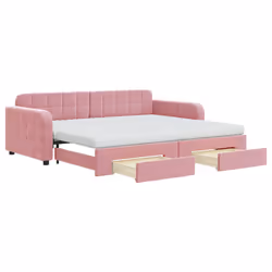 VidaXL 3197004, lit sofa, Rose, mousse, Métal, Polyester, Bois, 2240 mm, 1000 mm