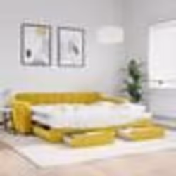 vidaXL Lit de jour avec gigogne et tiroirs jaune 90x200 cm velours - 90 x 200 cm