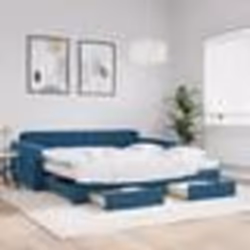 vidaXL Lit de jour avec gigogne et tiroirs bleu 100x200 cm velours - 100 x 200 cm
