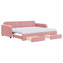 VidaXL 3197011, lit sofa, Rose, mousse, Métal, Polyester, Bois, 2230 mm, 1100 mm