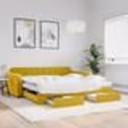 vidaXL Lit de jour avec gigogne et tiroirs jaune 100x200 cm velours - 100 x 200 cm