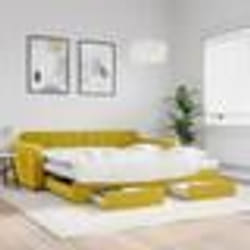 vidaXL Lit de jour avec gigogne et tiroirs jaune 100x200 cm velours - 100 x 200 cm