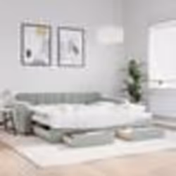 vidaXL Lit de jour avec gigogne et tiroirs gris clair 90x190cm velours - 90 x 190 cm