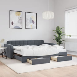 Vidaxl - Lit De Jour Avec Gigogne Et Tiroirs Gris Foncé 90x190cm Velours