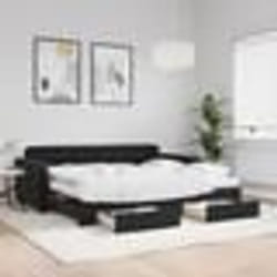 vidaXL Lit de jour avec gigogne et tiroirs noir 90x190 cm velours - 90 x 190 cm