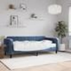 vidaXL Lit de jour avec matelas bleu 90x200 cm velours - 90 x 200 cm