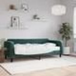 vidaXL Lit de jour avec matelas vert foncé 90x200 cm velours - 90 x 200 cm