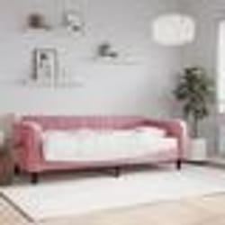 vidaXL Lit de jour avec matelas rose 90x200 cm velours - 90 x 200 cm