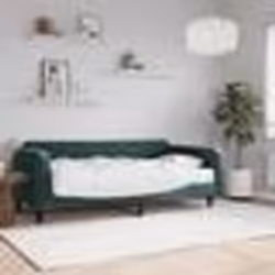 vidaXL Lit de jour avec matelas vert foncé 100x200 cm velours - 100 x 200 cm