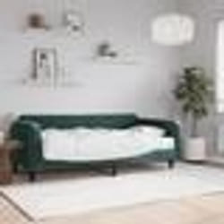 vidaXL Lit de jour avec matelas vert foncé 100x200 cm velours - 100 x 200 cm