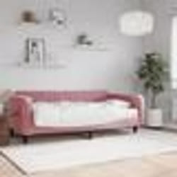 vidaXL Lit de jour avec matelas rose 100x200 cm velours - 100 x 200 cm