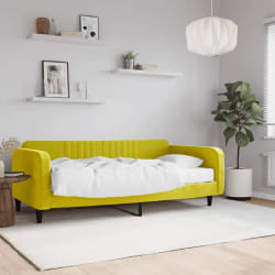 vidaXL Lit de jour avec matelas jaune 100x200 cm velours - 100 x 200 cm