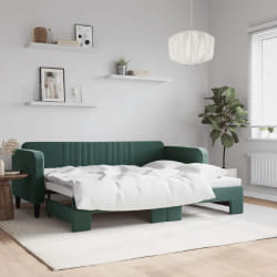 vidaXL Lit de jour avec gigogne sans matelas vert foncé 80x200 cm