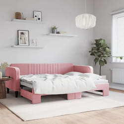 vidaXL Lit de jour avec gigogne sans matelas rose 80x200 cm - 80 x 200 cm