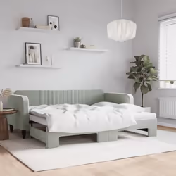 vidaXL Lit de jour avec gigogne sans matelas gris clair 90x200 cm - 90 x 200 cm