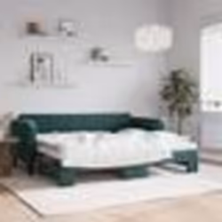 vidaXL Lit de jour avec gigogne sans matelas vert foncé 90x200 cm - 90 x 200 cm