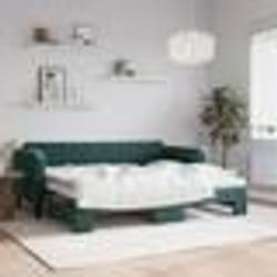 vidaXL Lit de jour avec gigogne sans matelas vert foncé 90x200 cm - 90 x 200 cm