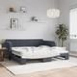 vidaXL Lit de Jour avec Lit Gigogne Canapé-lit Lit dInvité Meuble de Chambre à Coucher Salle de Séjour Moderne Gris 3197071
