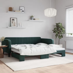 Vidaxl - Lit De Jour Avec Gigogne Sans Matelas Vert Foncé 100x200 Cm