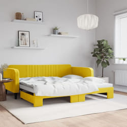 vidaXL Lit de jour avec lit gigogne jaune 100x200 cm velours - 100 x 200 cm