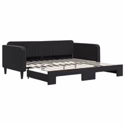 VidaXL 3197078, lit sofa, Noir, mousse, Métal, Polyester, Bois, 2130 mm, 1000 mm