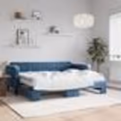 vidaXL Lit de jour avec lit gigogne et matelas bleu 80x200 cm velours - 80 x 200 cm