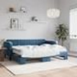 vidaXL Lit de jour avec lit gigogne et matelas bleu 80x200 cm velours - 80 x 200 cm