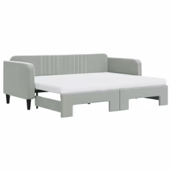 VidaXL 3197080, lit sofa, Gris, mousse, Métal, Polyester, Bois, 2230 mm, 900 mm