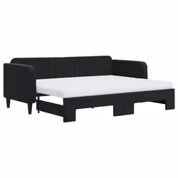 VidaXL 3197084, lit sofa, Noir, mousse, Métal, Polyester, Bois, 2230 mm, 900 mm
