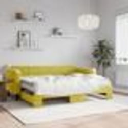 vidaXL Lit de jour avec lit gigogne et matelas jaune 80x200 cm velours - 80 x 200 cm