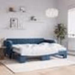 vidaXL Lit de jour avec lit gigogne et matelas bleu 90x200 cm velours - 90 x 200 cm