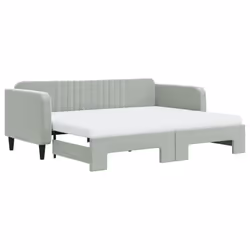 VidaXL 3197087, lit sofa, Gris, mousse, Métal, Polyester, Bois, 2230 mm, 1000 mm