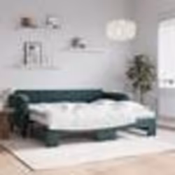 vidaXL Lit de jour avec gigogne et matelas vert foncé 90x200cm velours - 90 x 200 cm